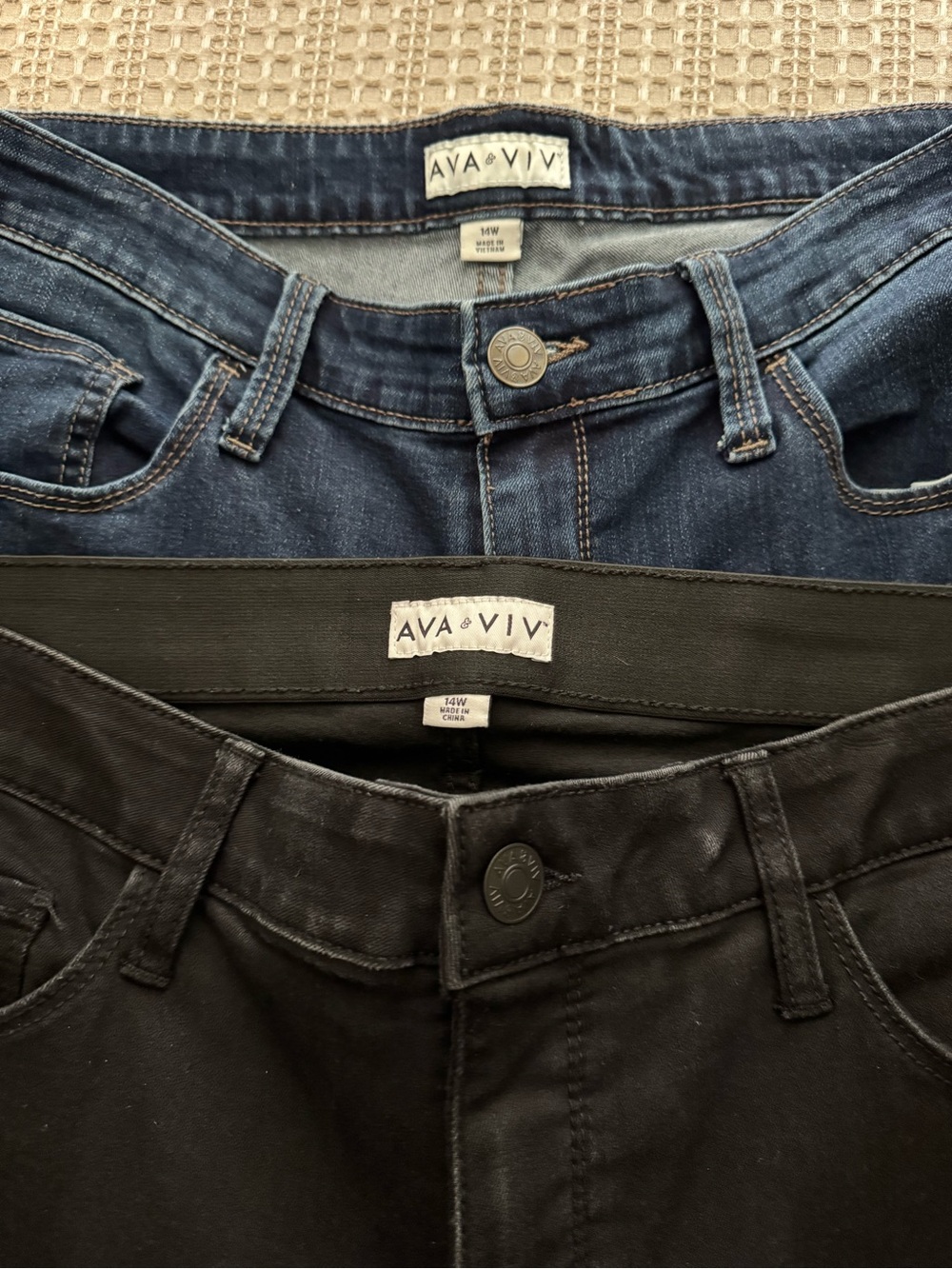 Ava & Viv Women Skinny Jeans - Dark Blue and Black Duo